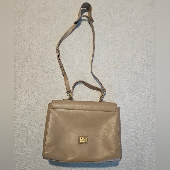 Love Moschino Heart-Bit Top Handle Bag Taupe Nude Leather Luxury Coquette Girl - Picture 5 of 14